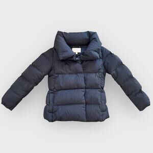 Banana Republic Down Puffer Coat Medium Black Short Length High Collar Winter